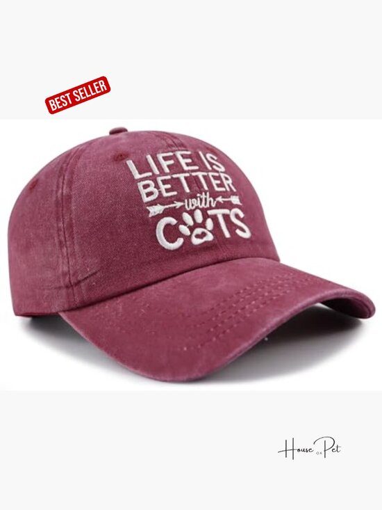 Funny Cat Lover Embroidered 100% Cotton Baseball Cap Adjustable Unisex main image 4